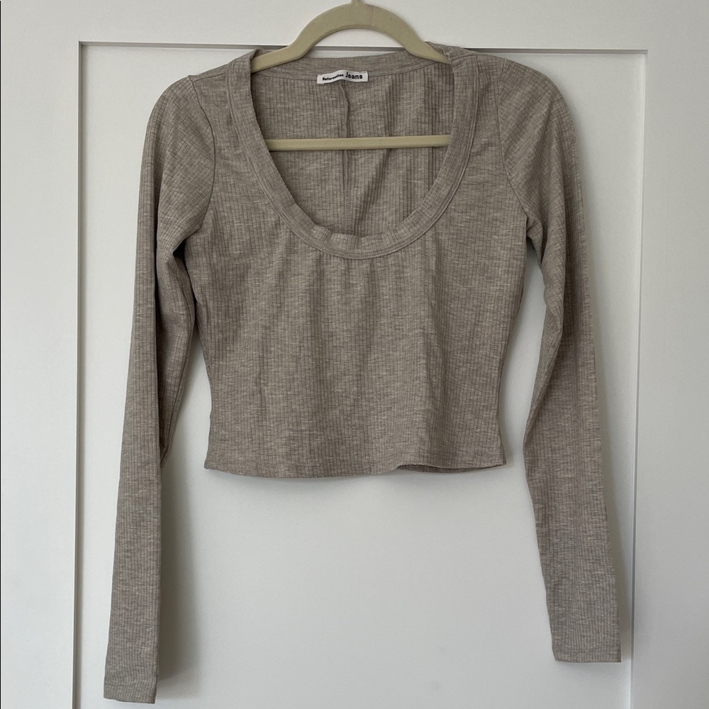 Reformation Cropped Long Sleeve Top